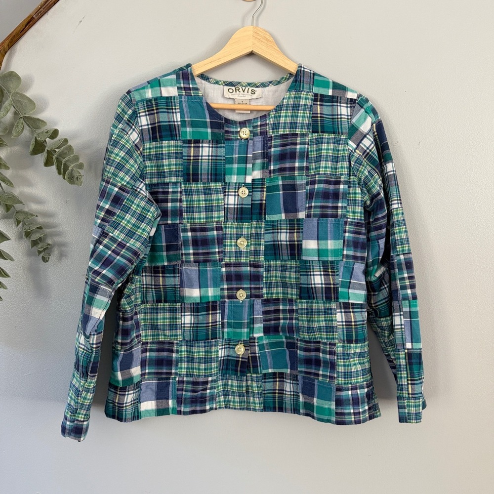 Orvis Jacket Quilted Cottagecore Plaid Patchwork Cotton Button Up Field Sport
